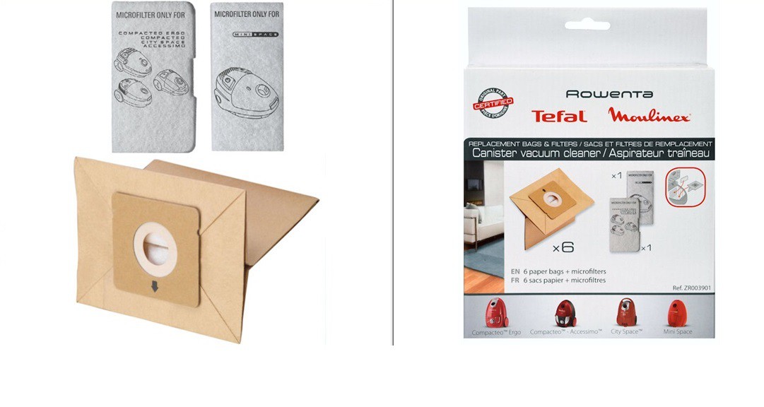15 sacchetti per aspirapolvere Rowenta ZR003901 Moulinex City Space 